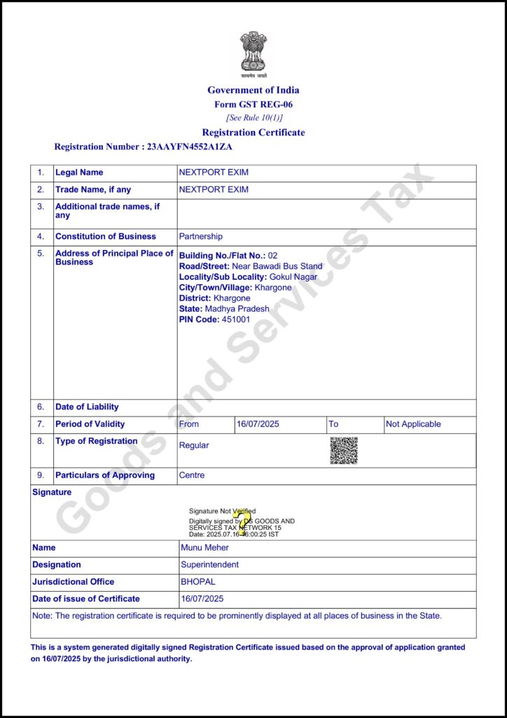 GST certificate