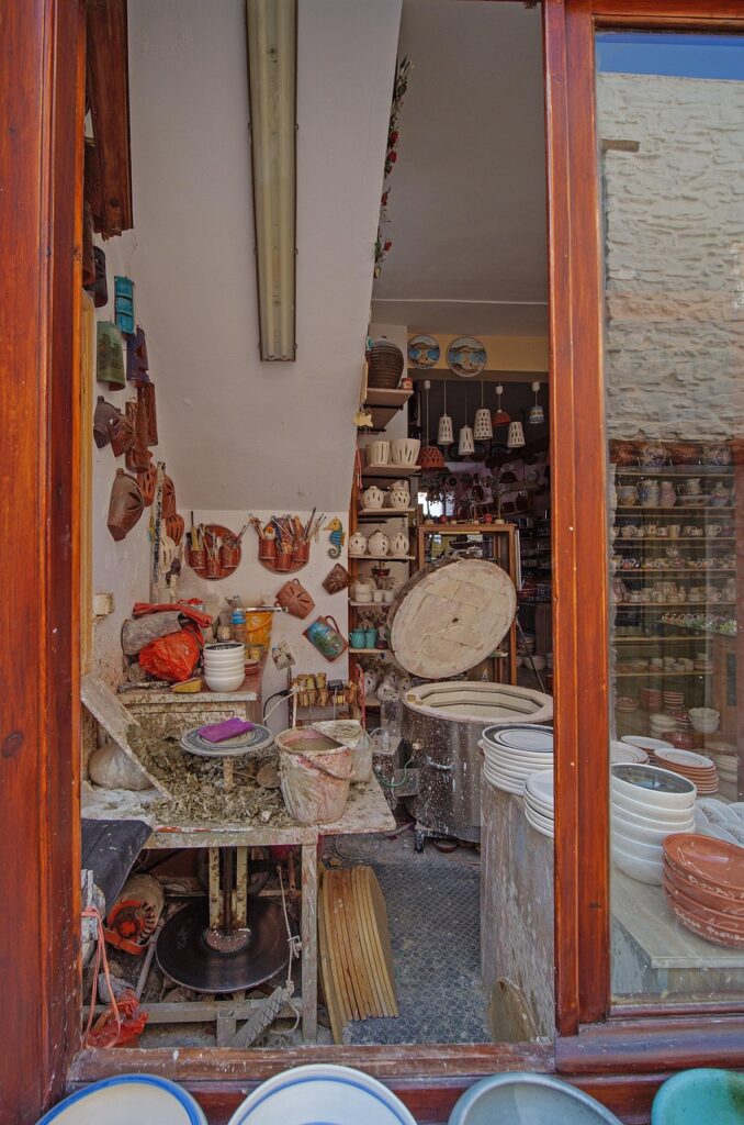 greece, serifos, ceramic, pottery craft, dishes, business, load, handicrafts